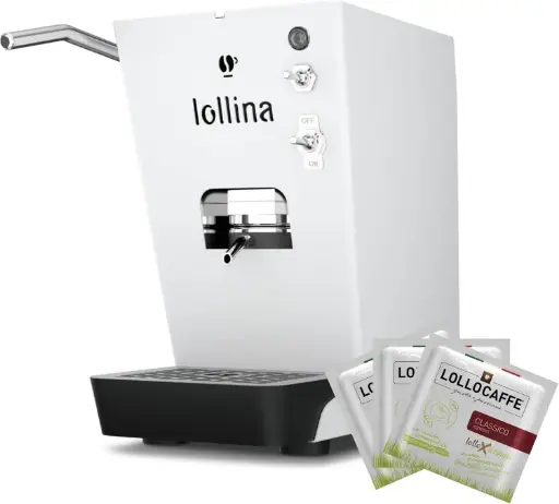 [8052879790515] Lollo Caffè Macchina da Caffè Espresso a Cialde Lollina+ White (40 Cialde Omaggio)