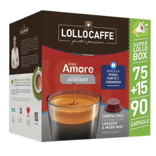 [8034097156489] Lollo Box Coffee in Capsules Compatibile With "Lavazza A Modo Mio" Absolute Taste 90 Pcs