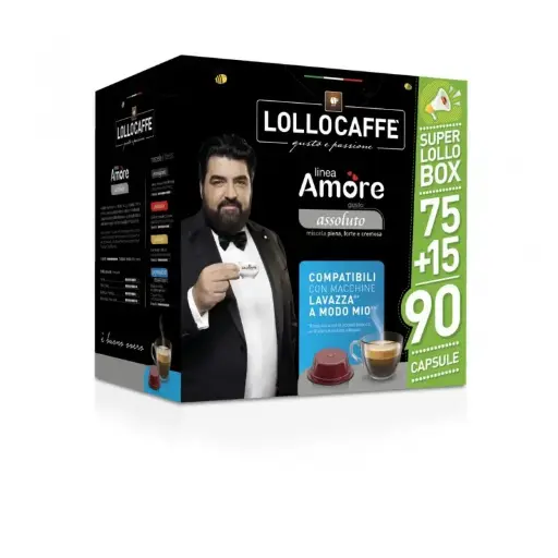 [8034097156489] LolloCaffè Box Coffee in Capsules Compatibile With "Lavazza A Modo Mio" Absolute Taste 90 Pcs