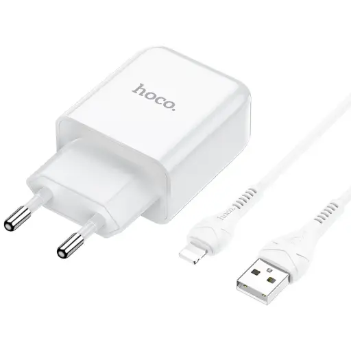 [6931474728838] Hoco Charger USB With Cable Lightning White N2.L