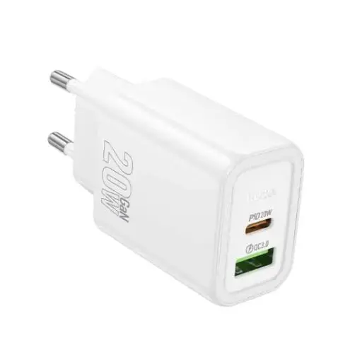 [6942007644242] Hoco Charger 2 Ports (USB + USB-C) 20W N61 White N61.U.WH