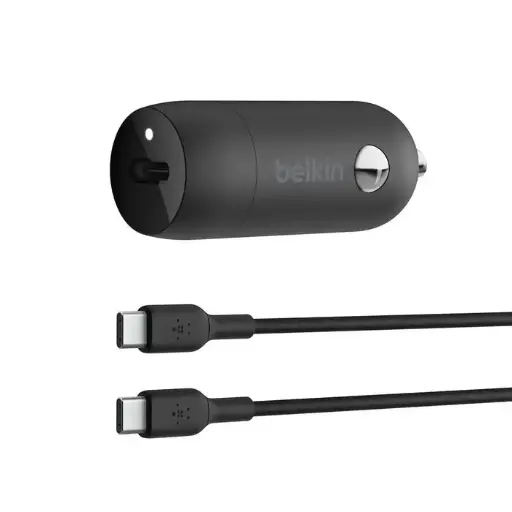 [745883852376] Belkin Charger for Auto USB-C 30W + Cable Type-C To Type-C (1m) Black CCA004BT1MBK-B6