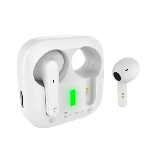 [8099990152709] Techmade Auricolari Bluetooth Con Box Di Ricarica Super Slim White TM-T51-WH