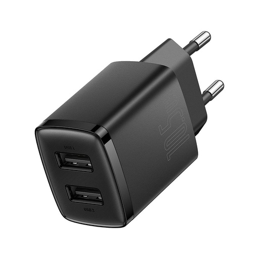 [6932172606909] Baseus Charger 2 Ports (2 USB) 10.5W Compact Series Black CCXJ010201