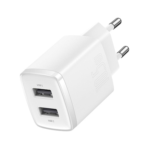 [6932172606916] Baseus Caricabatterie 2 Porte (2 USB) 10.5W Compact Series White CCXJ010202