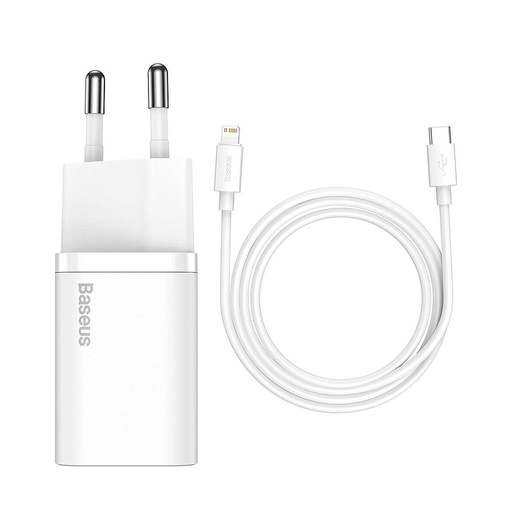 [6953156230064] Baseus Charger USB-C 20W Super-Si Quick + Cavo Type-C To Lightning (1m) White TZCCSUP-B02