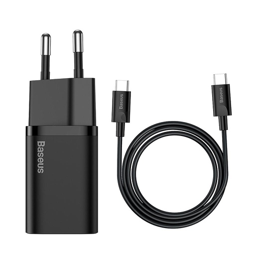 [6953156206021] Baseus Caricabatterie USB-C 25W + Cavo Type-C to Type-C (1m) Black TZCCSUP-L01