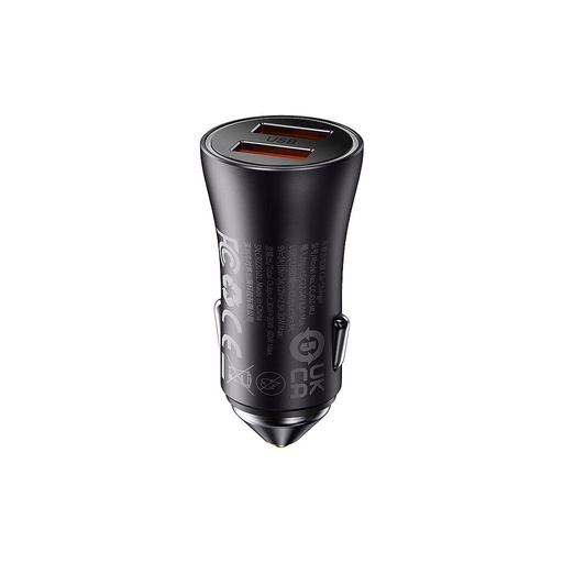 [6932172607982] Baseus Charger for Auto 2 Ports (2 USB) 60W Golden Contactor Pro Dark Grey CGJM000013