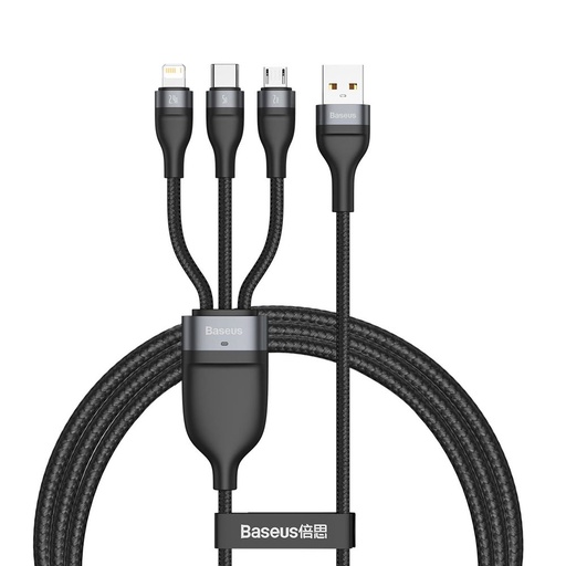 [6953156229822] Baseus Cavo Dati 3 in 1 micro USB, Type-C, Lightning 5A 1.2mt black CA1T3-G1