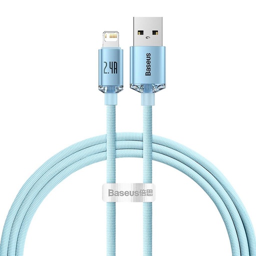 [6932172614423] Baseus Data Cable Crystal Shine Lightning 2.4A 1.2mt sky blue CAJY001103