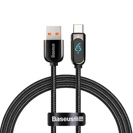 [6953156230224] Baseus Cavo Dati Type-C 40W 5A with display fast nylon 1mt black CATSK-01