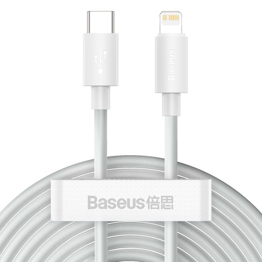 [6953156230323] Baseus Cavo Dati Type-C to Lightning 5A 1.5mt simple wisdom white set. 2 pz TZCATLZJ-02
