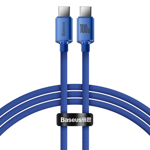[6932172602871] Baseus Cavo Dati Type-C to Type-C 100W 1.2mt Crystal Shine blue CAJY000603