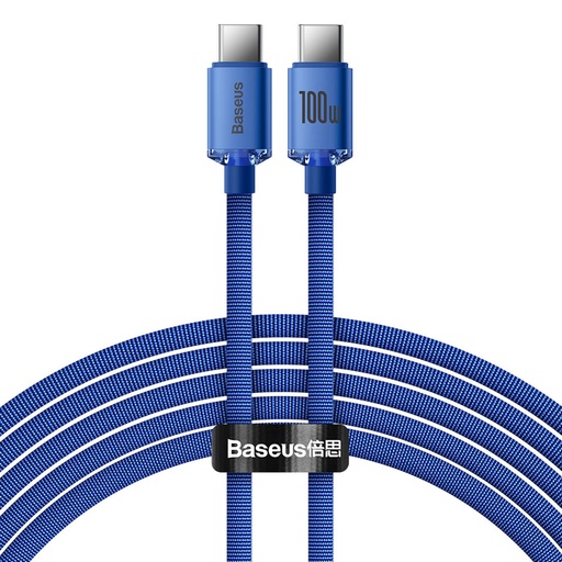 [6932172602901] Baseus Data Cable Type-C to Type-C 100W 2mt Crystal Shine blue CAJY000703