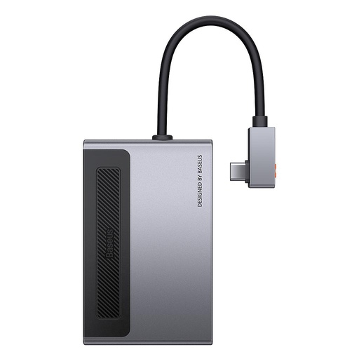 [6953156205741] Baseus Hub Type-C 6 in 1 con 1 USB 3.0, 1 HDMI, TF/SD card, 3.5mm audio, PD 100W con clip retrattile space grey CAHUB-DA0G