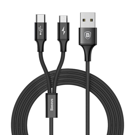 [6953156259522] Baseus cavo dati 2in1 micro USB, Type-C 3A 1.2mt rapid series black CAMT-ASU01