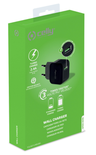 Caricabatteria USB Celly TCUSBTURBOBK 2.4A fast charge black