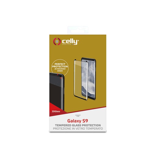 [8021735739791] Pellicola vetro Celly Samsung S9 3D glass 3DGLASS790BK 