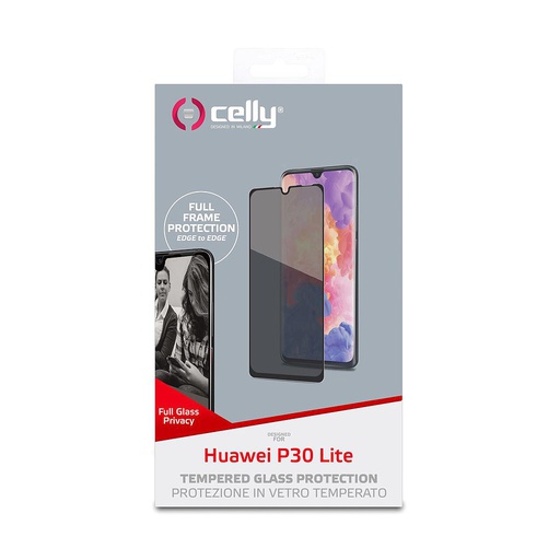[8021735750413] Tempered glass Celly Huawei P30 Lite full glass privacy PRIVACYF844BK